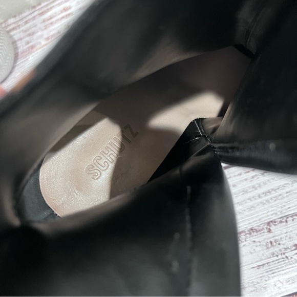 Schutz Animal Print Leopard Patent Leather Bootie with Lug Sole - Picture 9 of 9